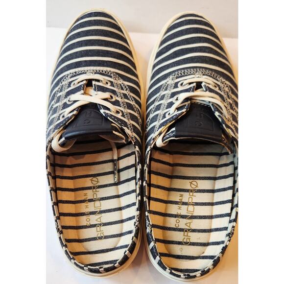 Cole Haan Grandpro Women Deck Mule Sneaker Freeport Stripe Blue White Sz 7.5B - Picture 6 of 10